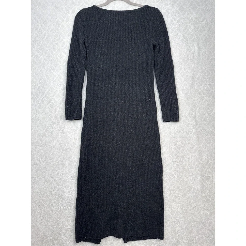 Abercrombie & Fitch Long Sleeve Maxi Sweater Dress MP Black Merino Wool Rib Knit